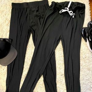 Two black cotton lounge pants M & XS